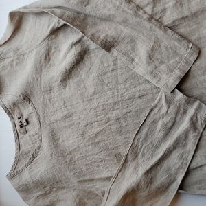 Flax Women's Beige Linen Top